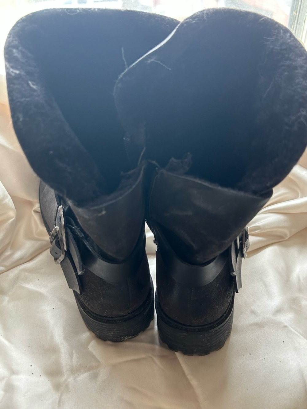 Black Faux Fur Lined Boots - Picture 3 of 5